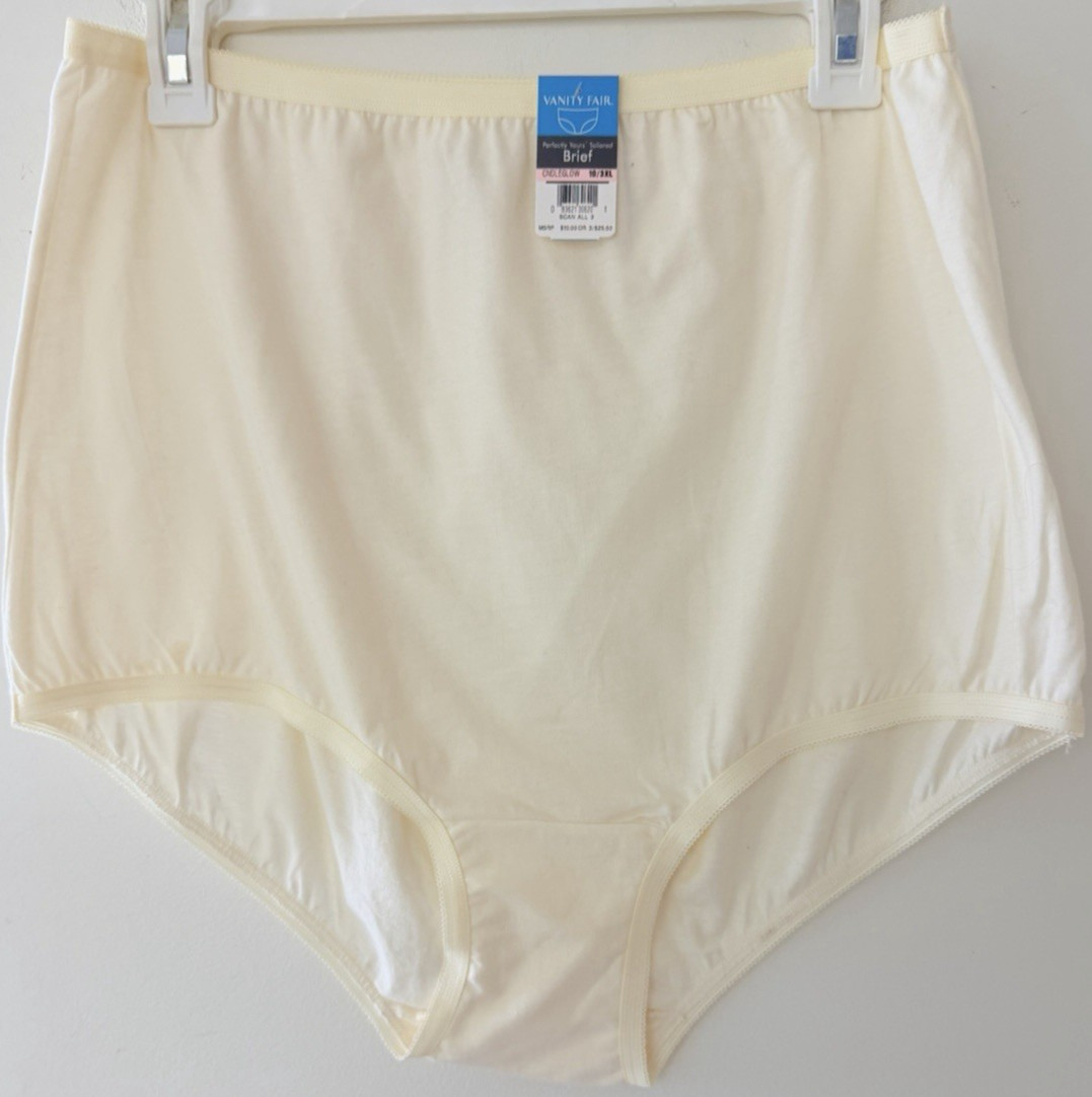 Vanity Fair Perfectly Yours Tailored Cotton Brief 15318 Pink/YellowY 10/ 3XL NWT