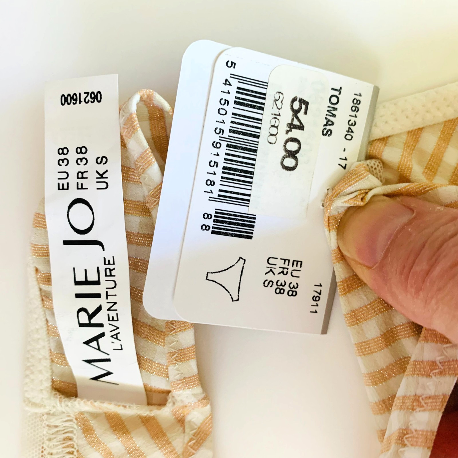 NWT Marie Jo L’Aventure Tomas Gingham Plaid Thong Panty Keyhole Metallic Small