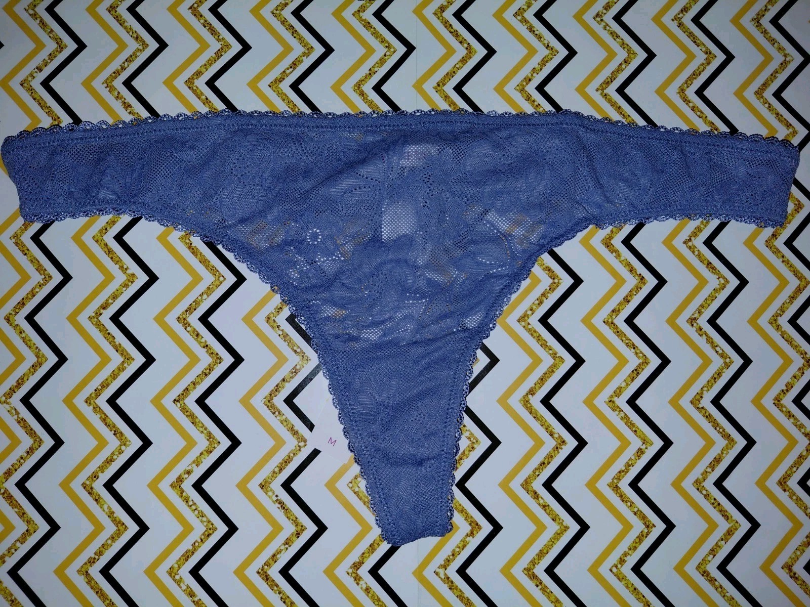 Adore Me/VS Floral Lace Thong Panty NEW Medium Icy Blue