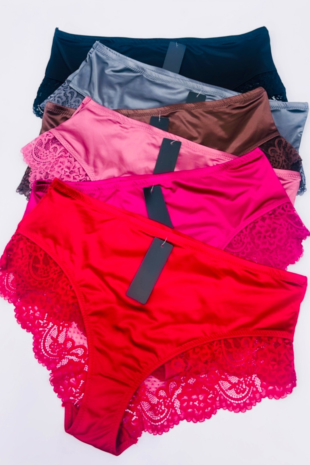 3/6 Pack Sexy Women’s Lace Satin Panties Underwear Brief Bikini Lingerie Plus Sz