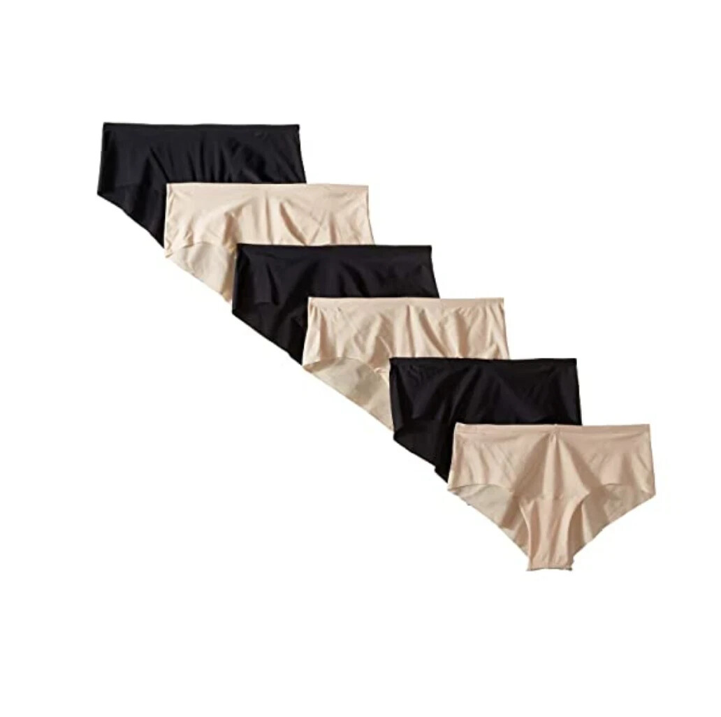 MAGIC Bodyfashion L107837 Women’s Black Nude 6 Pack Hipster Panty Size Large