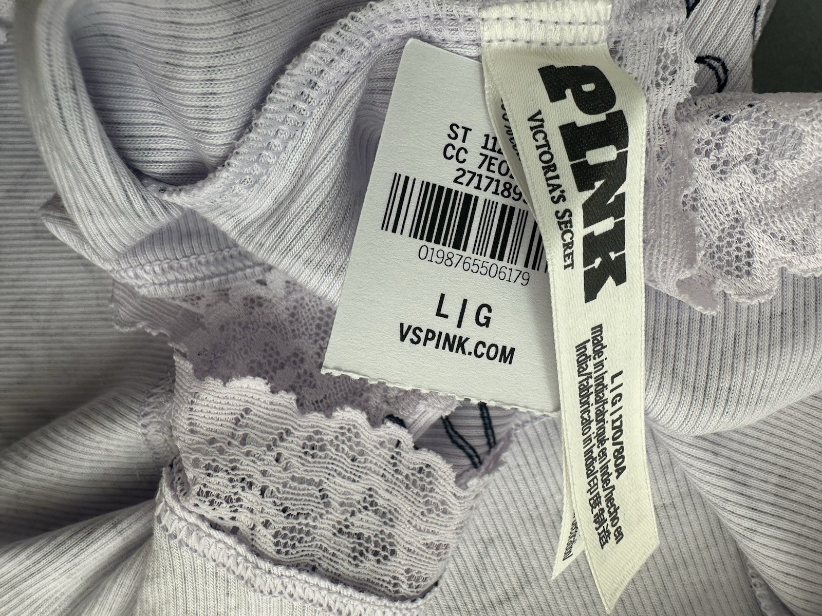 Victoria’s Secret PINK Wink Lace Trim Cheeky Panty Purple Candy Hearts Sz L NEW