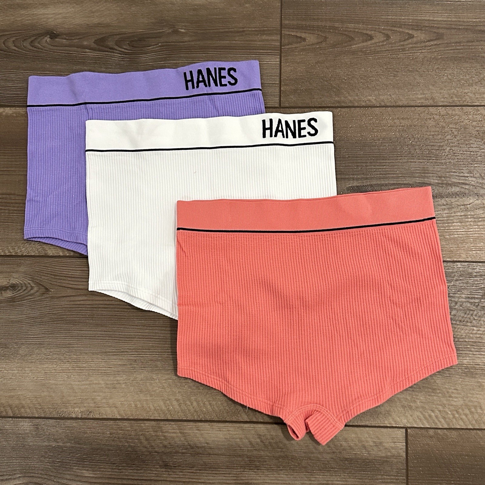 Hanes Women’s Originals Seamless Stretchy Ribbed Boyfit Panties Set Size Small