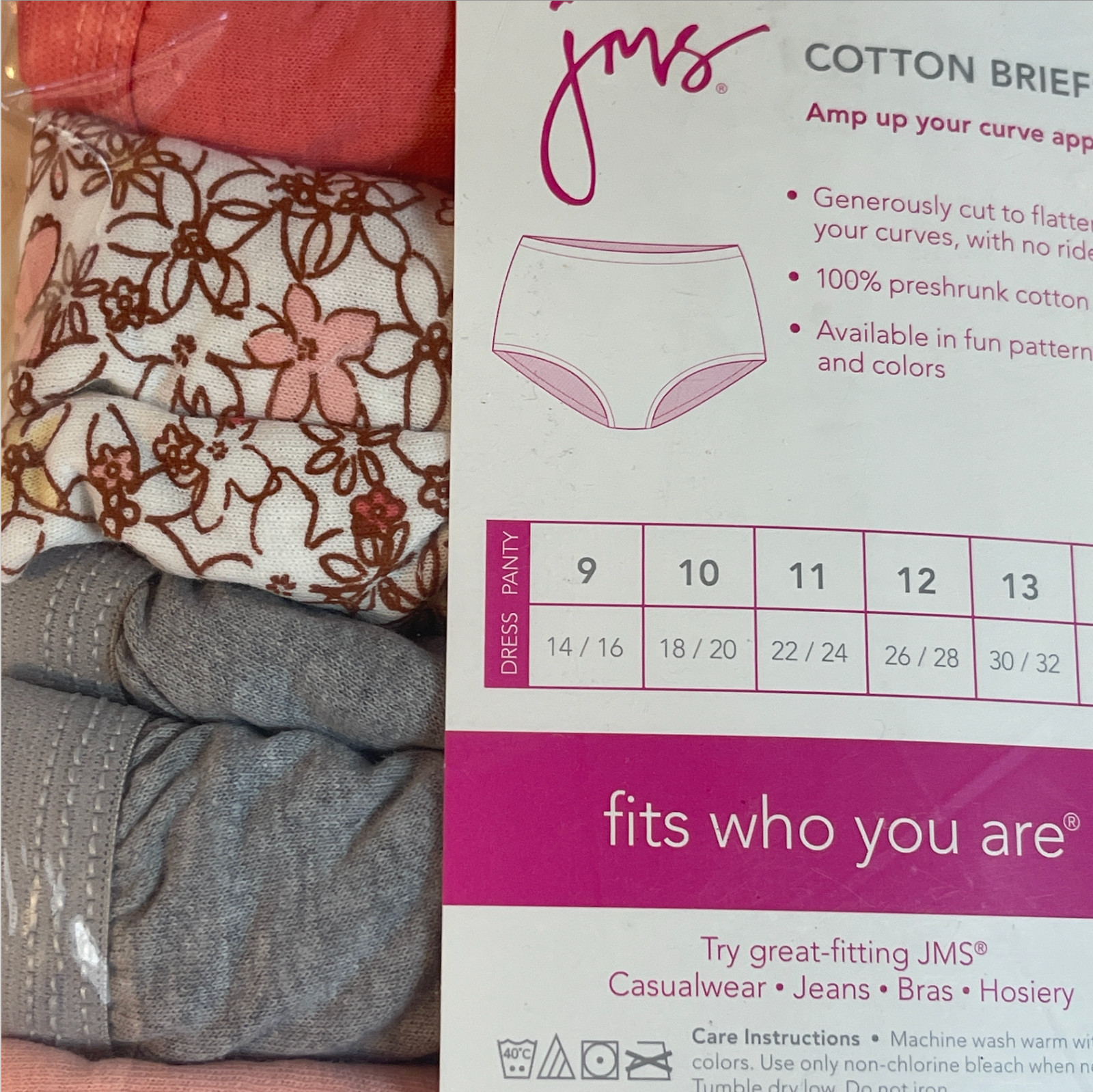 Just My Size Cotton Briefs Panties Plus Size 14 5 Pairs Hi Cut No Ride Up Coral