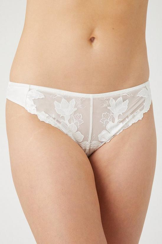 Gorgeous at Debenhams Lily Floral Embroidery Brazilian Knickers in Ivory