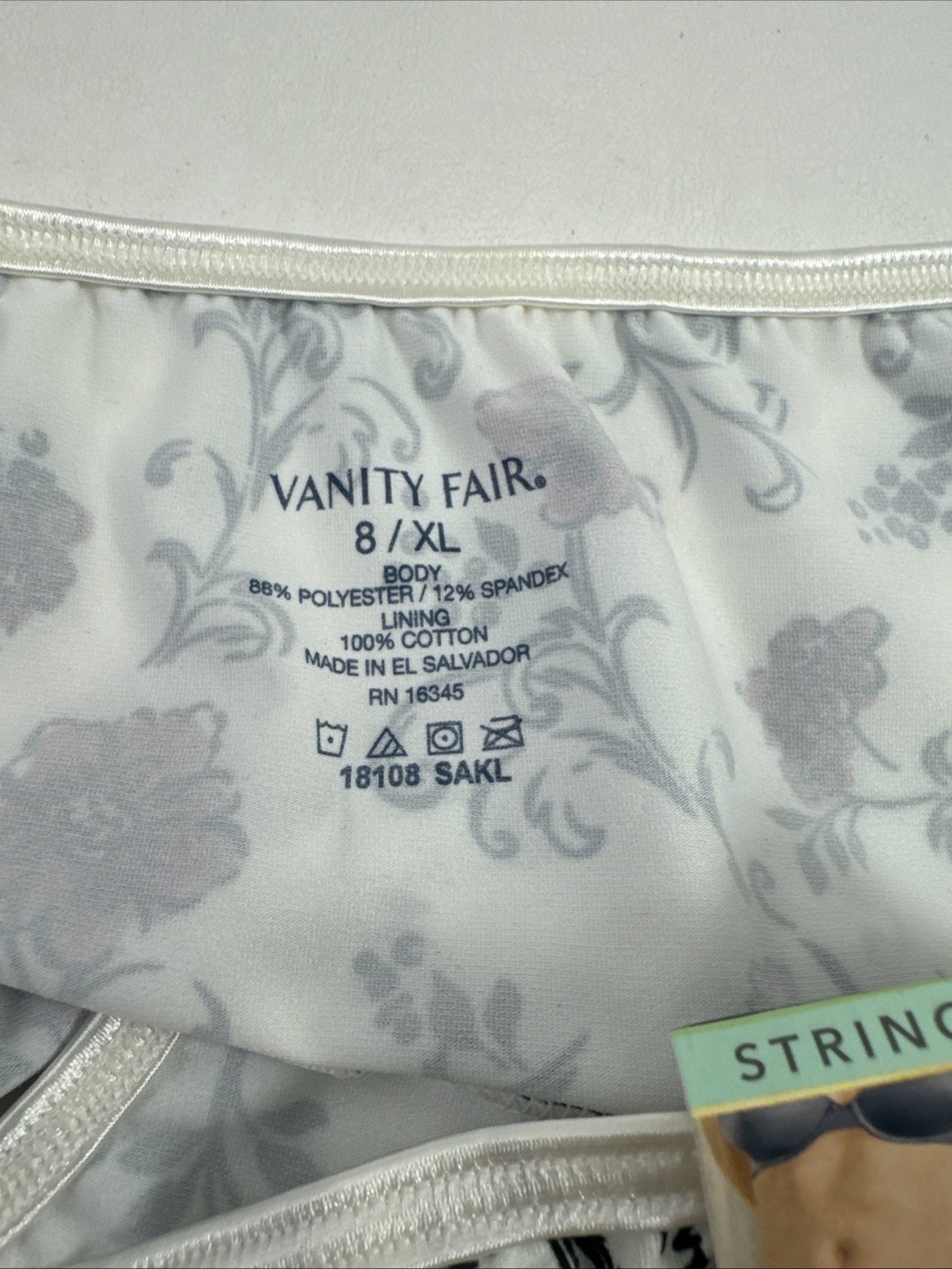 Lot 3 Vanity Fair Lingerie Illumination String Bikini 8/XL flowers NWT