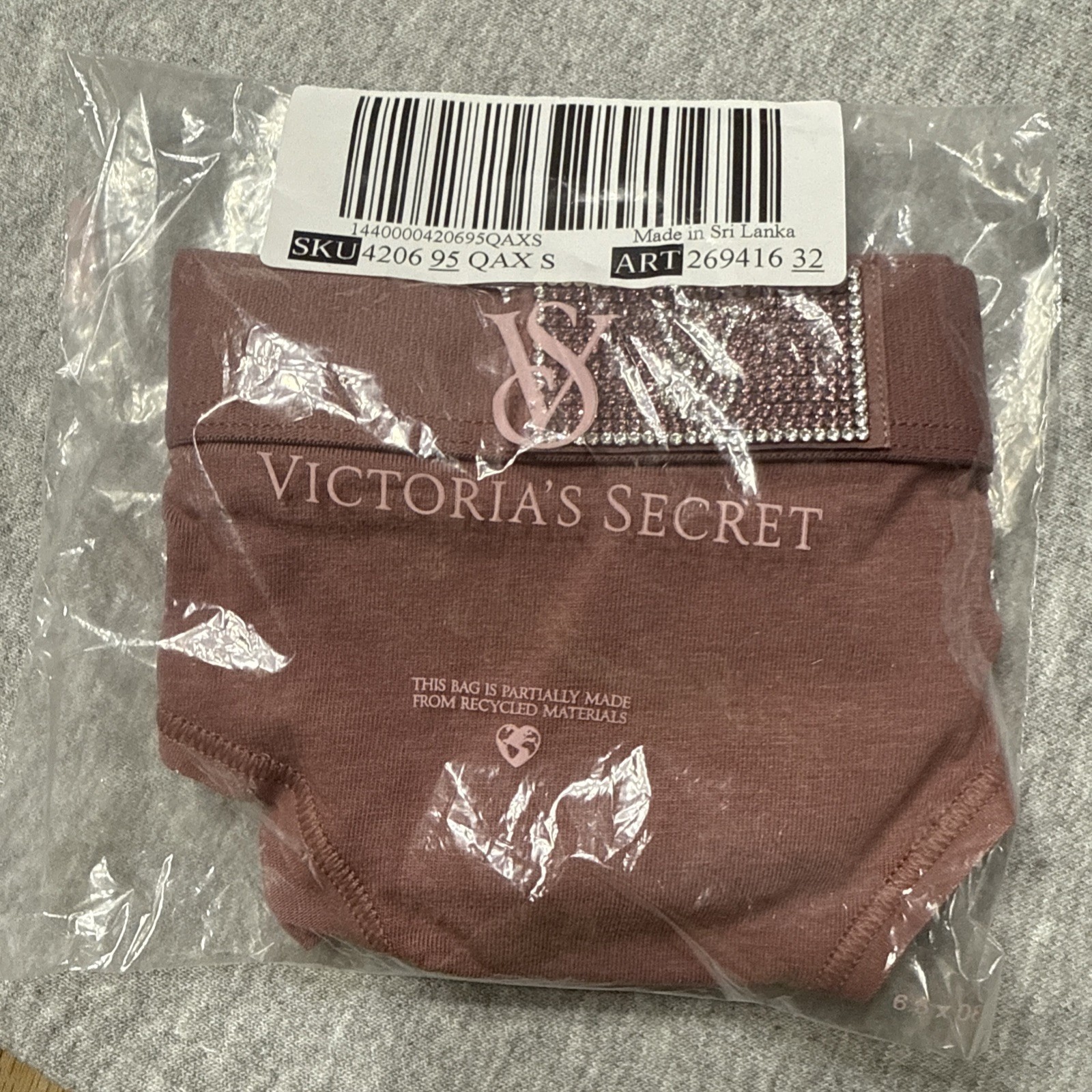 VS Logo Cotton hiphugger Panty Shine Patch S Vintage Rose Pink Victoria’s Secret