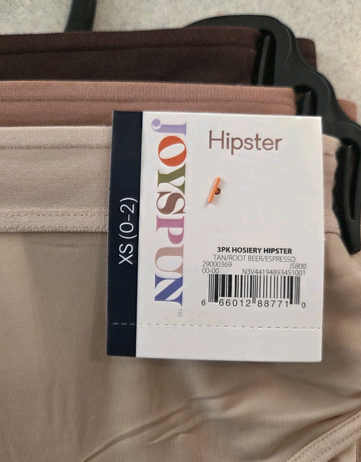 Joyspun Women’s XS 0-2 Hosiery Micro Hipster Panties 3-PACK Beige Brown #10726