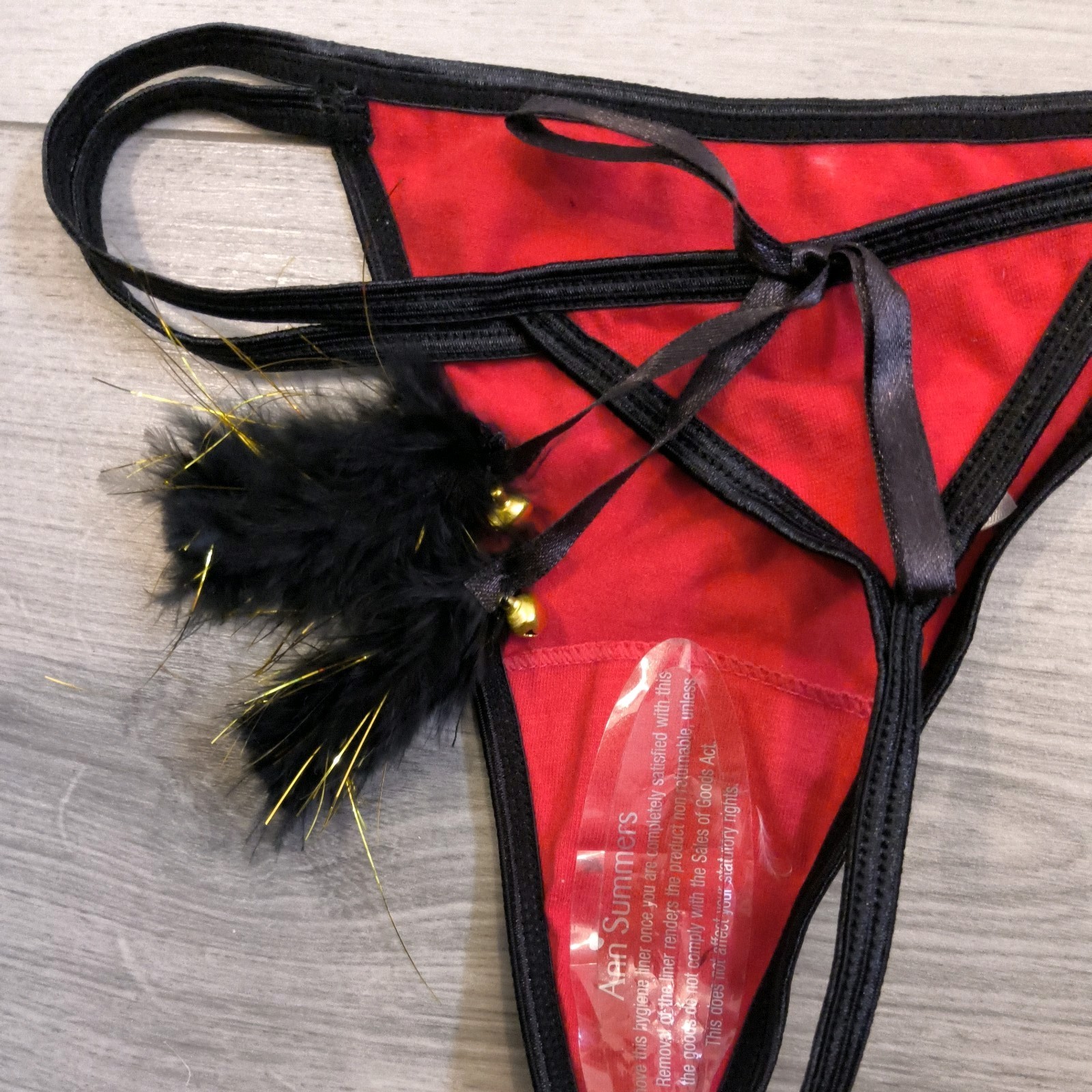BNWT Vintage Ann Summers Red Jingle My Bells Christmas Thong Size 4-6