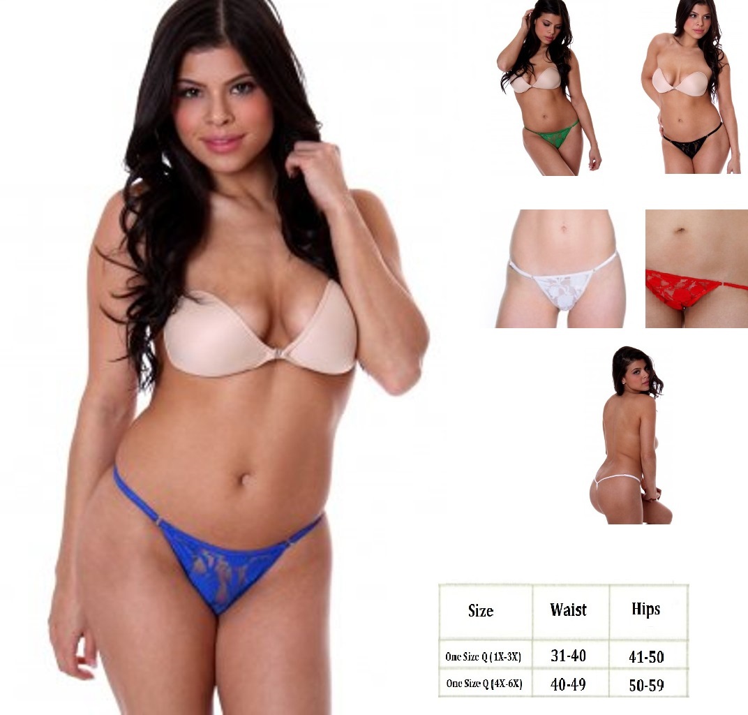 Plus Size Lingerie Assorted Colors G String Thong Pantie O/S Queen 1X – 3X