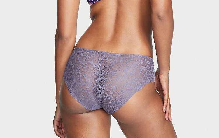 Victorias Secret Sexy Hiphugger Panties Seamless Stretch Lace Detail Myth Purple