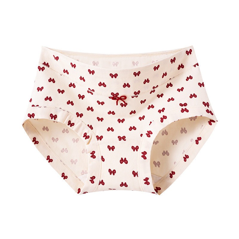 Women’s Cotton Briefs Antibacterial Mid Waist Breathable Printed Panties M-2XL