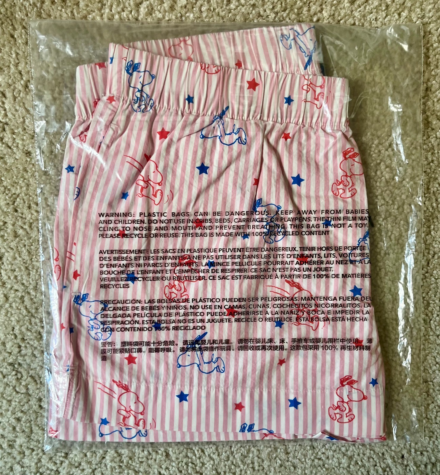 NEW IN BAG American Eagle Snoopy Peanuts 4th of July Patriotic Boxer Shorts M
