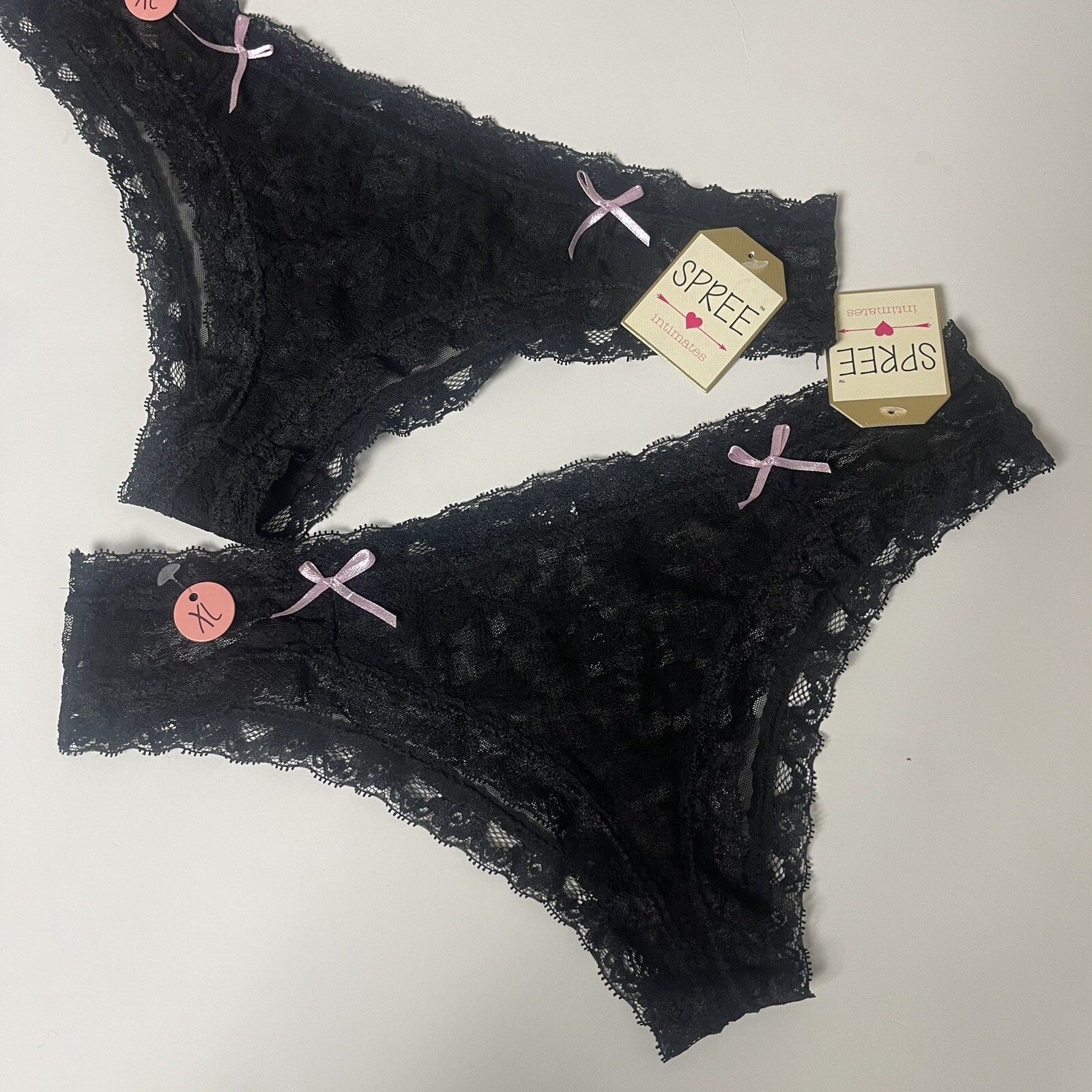 2 Lingerie Knickers Low-Waist Panty Lace Sexy Underwear Womens Black Lace XL