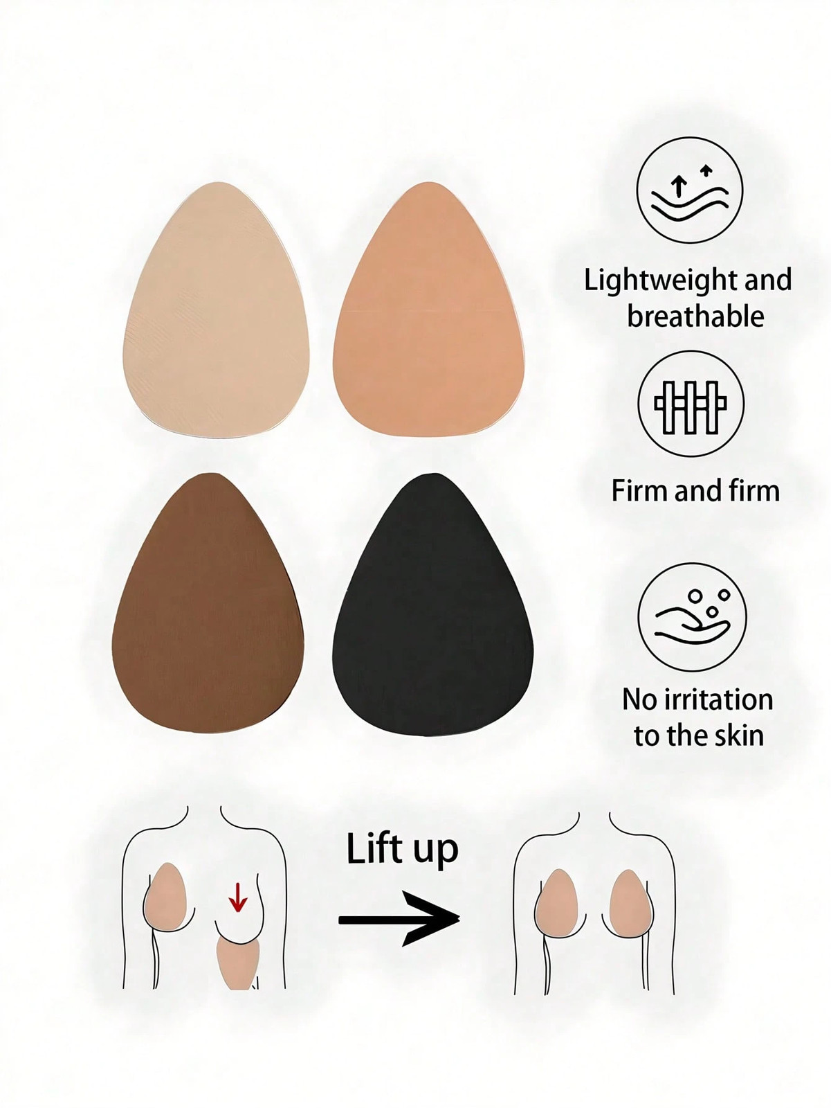 2 Pack/4 Pack Invisible Push Up Bra in Plus Sizes with Silicone Cheap24