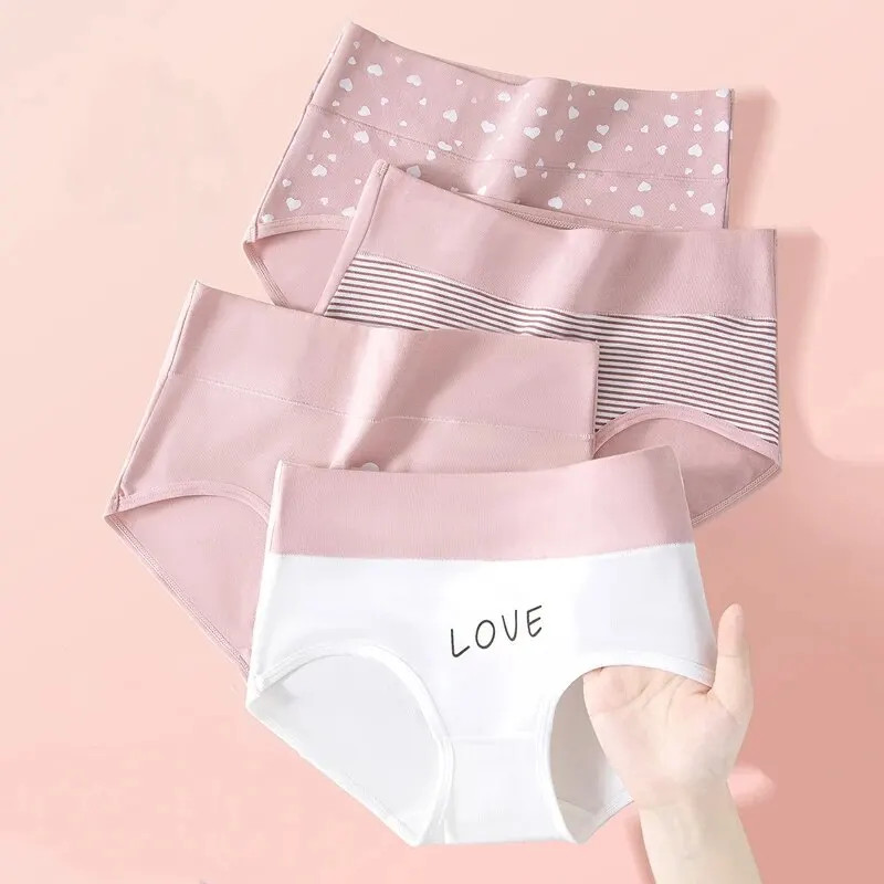 4 Pack Women’s High Waist Cotton Briefs Plus Size M–5XL Breathable Soft Underwea