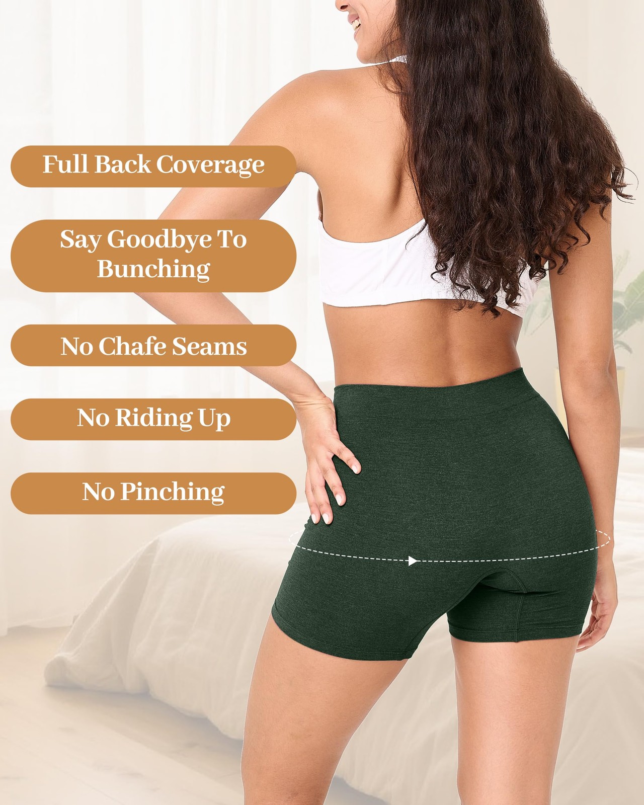 Bamboo Cool Womens Boyshorts Underwear Seamless Boxer Briefs Mid Rise Full