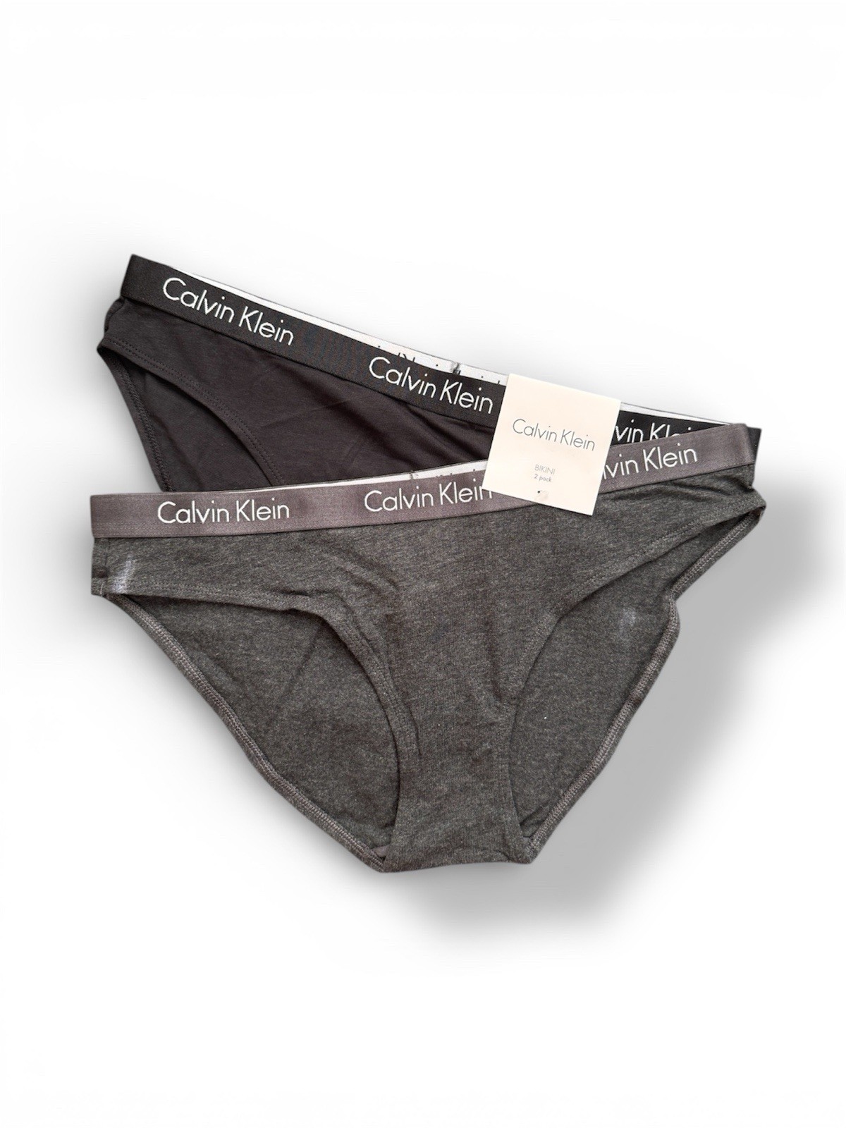 【NEW】Calvin Klein women Cotton Multipack Bikini Panty 2 Pack black/dark grey