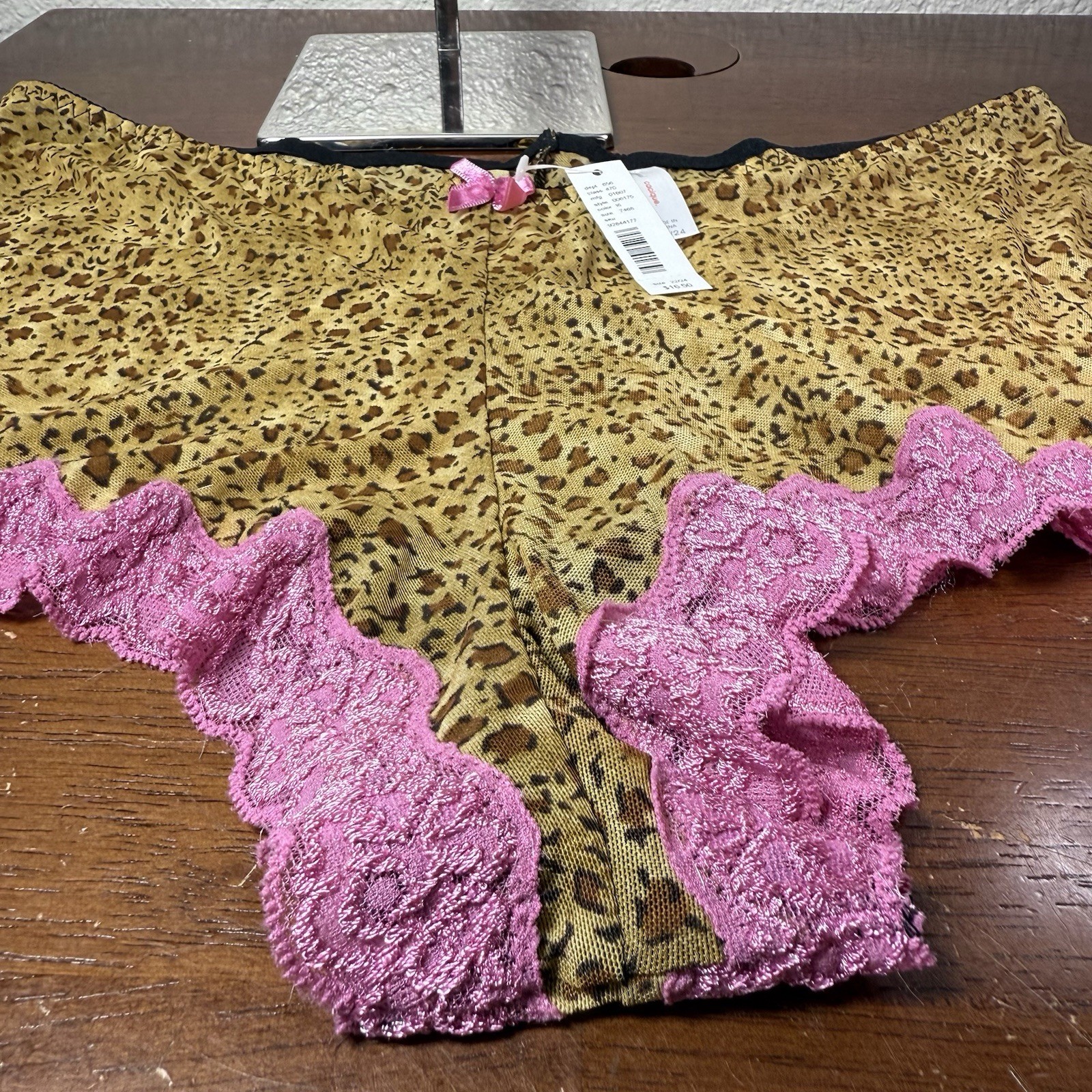 Cacique Animal Print Boyshort Panty Pink Lace Trim New W/ Tags 22/24 Cheeky