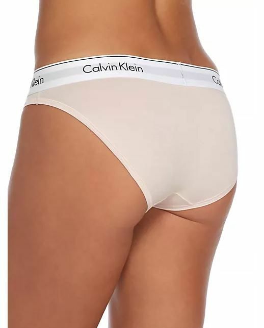 NWT Calvin Klein F3787 “Modern” Logo Cotton Bikini, Baby Pink / White (680)