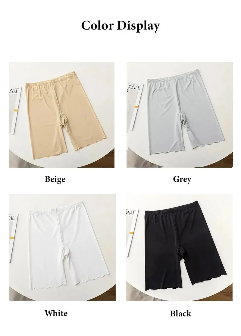 Seamless Ice Silk Safety Shorts High Waist Boxers Panties Anti Rub Thigh Pants