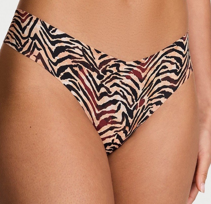 NWT VICTORIA’S SECRET Smooth in Tiger Stripe Animal NO SHOW THONG PANTIES Large