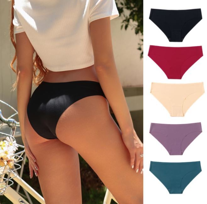 Lot 5 Pcs Womens Sexy Panties Lingeries Ice Silky Underwear High Cut Intimate