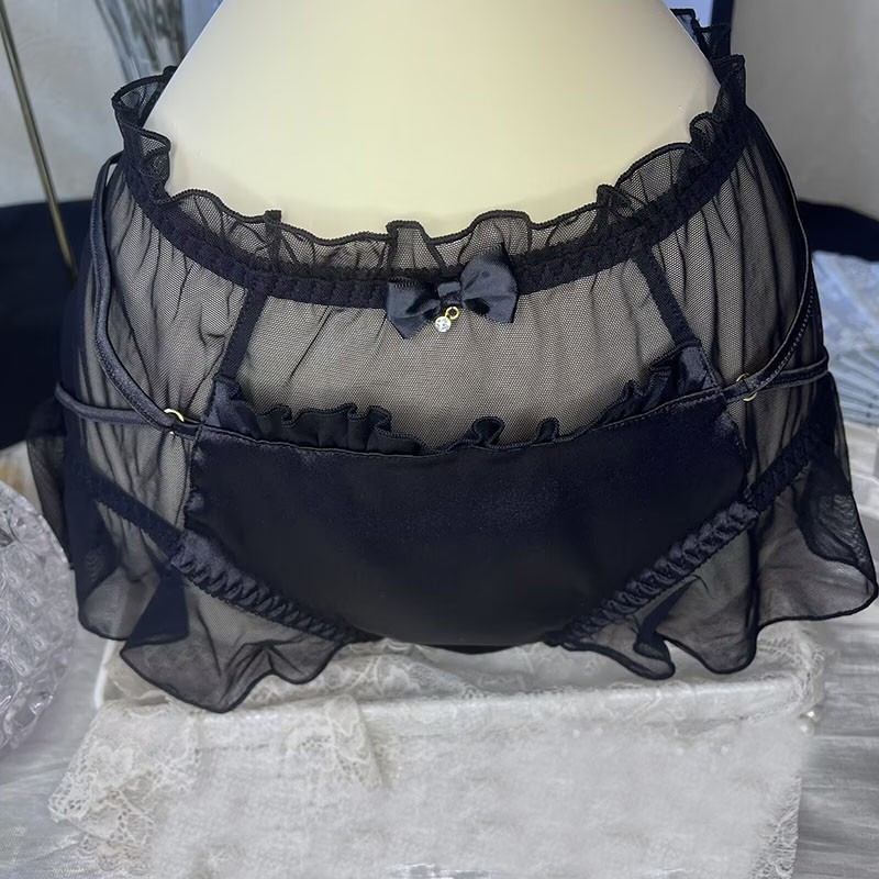 Oversize Womens Mens Faux Satin Mesh Sexy Panties Briefs Sheer Sweet Underwear