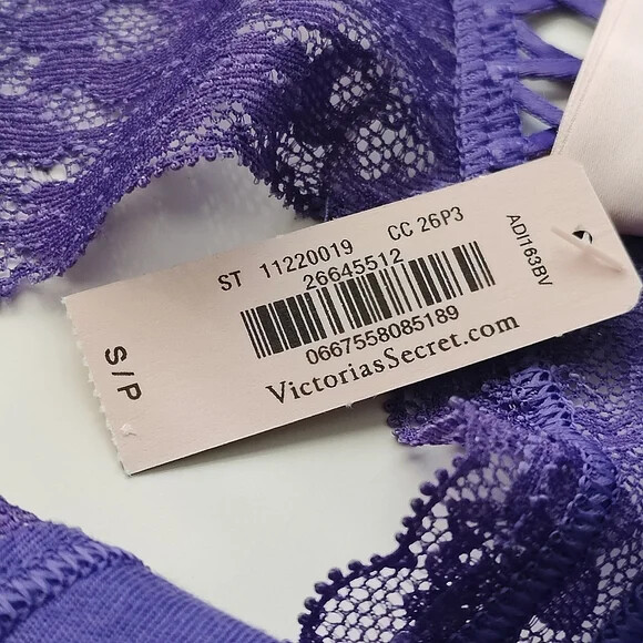 Victoria’s Secret The Lacie Posey Lace Lace-Up Thong Panty Purple Shock SZ XL