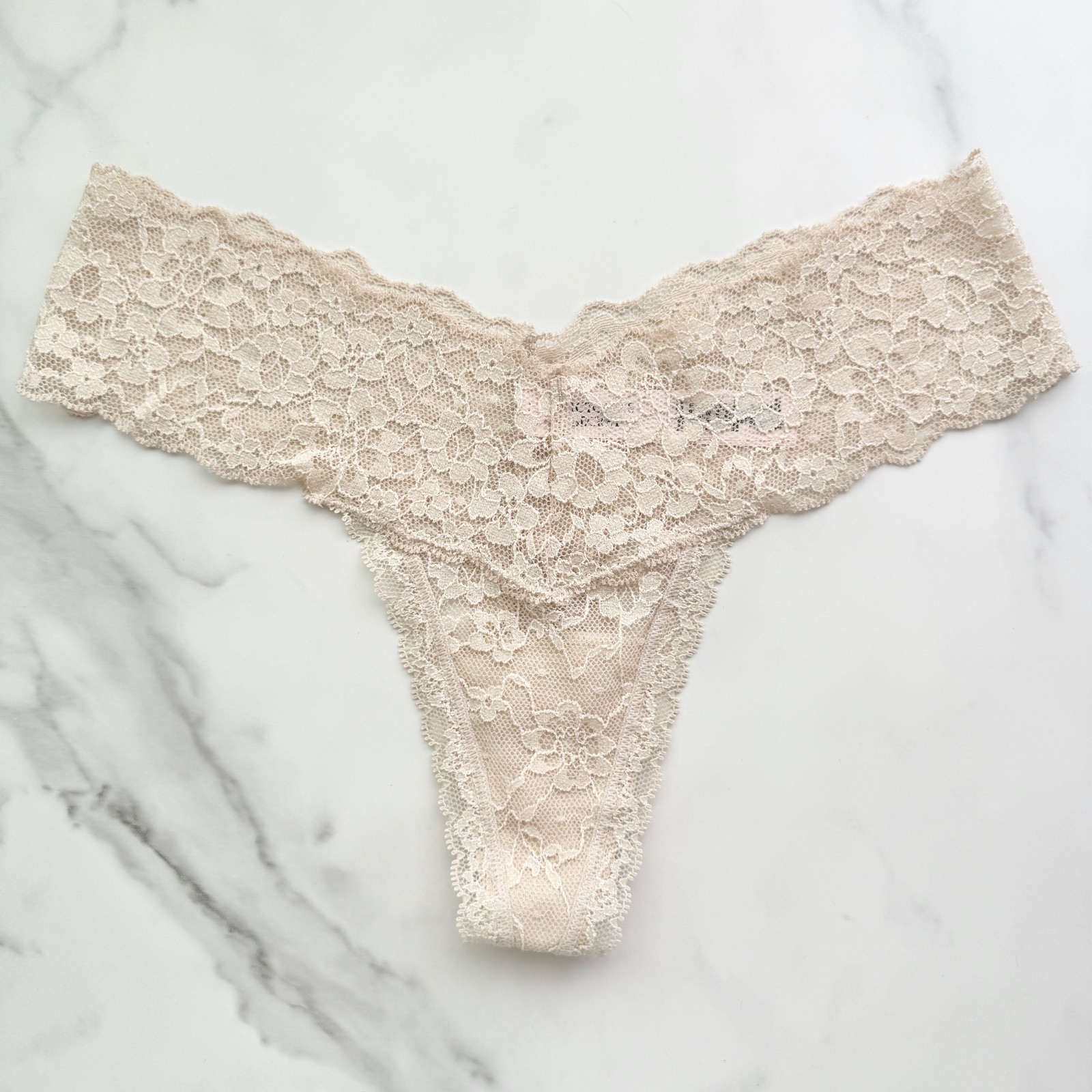 Victoria’s Secret The Lacie Posey Lace Thong Panty Marzipan SZ S/L/XL