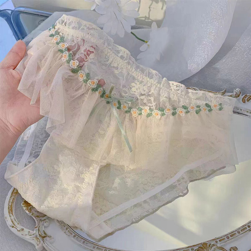 New Japanese Womens Lace Floral Panties Briefs Sheer Underpants Lolita Knickers