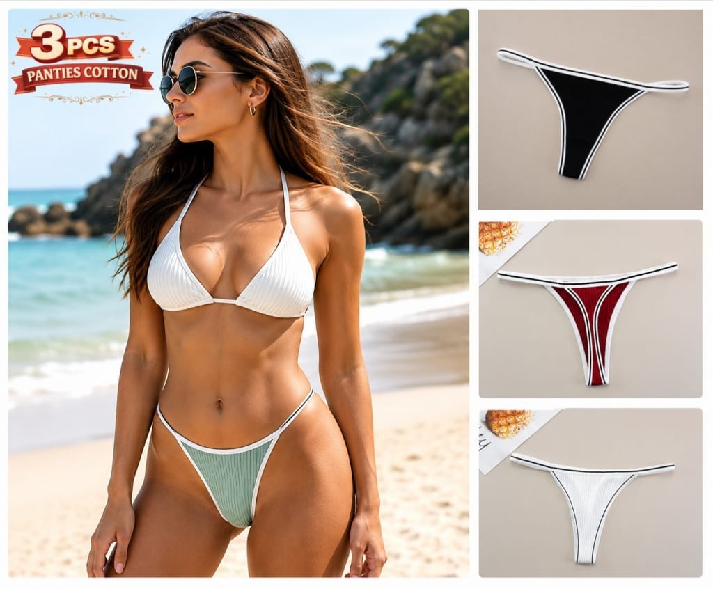 3 Pack Tangas de Encaje Algodon Mujer Bragas Suaves Cómodas Ropa Interior