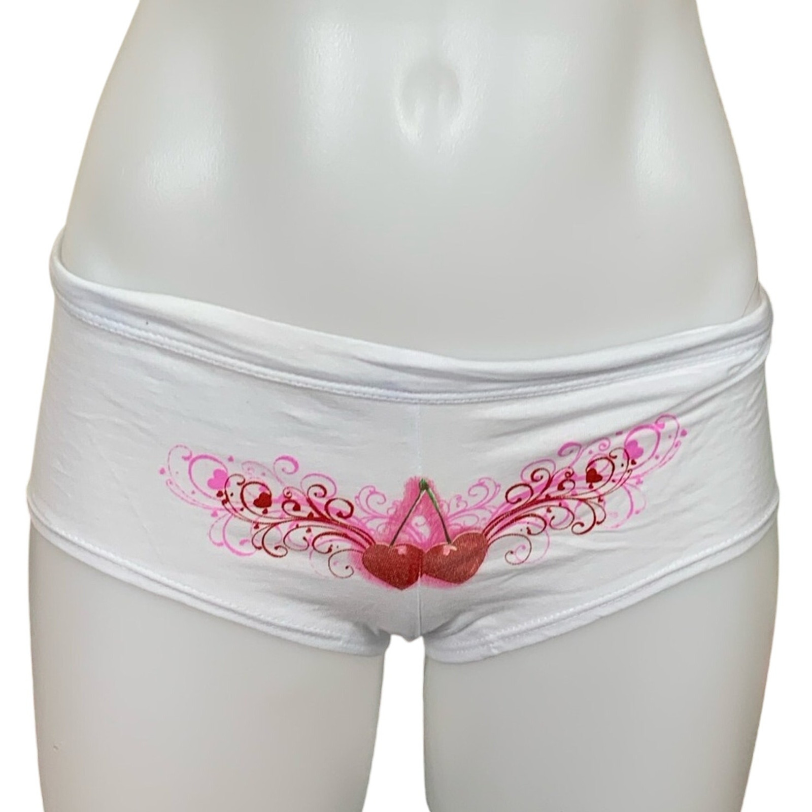 Heaven Scent Intimates White Cherry Heart Panty XS Boyshort Perfume Unique NEW