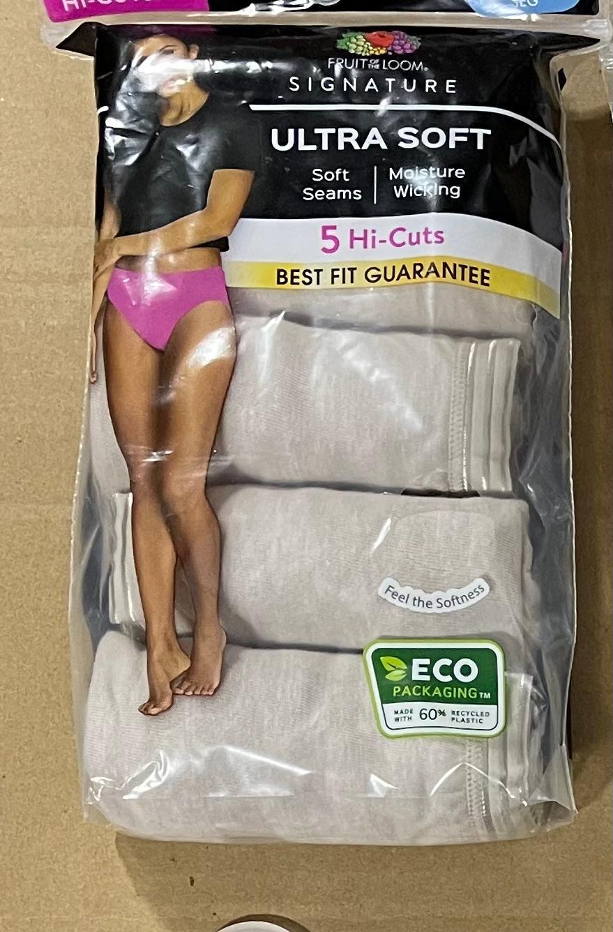 5 Pk Fruit of the Loom HI-CUT Beige 60/40 COTTON Blend Panty Sz- 6~7~8~9~10~11