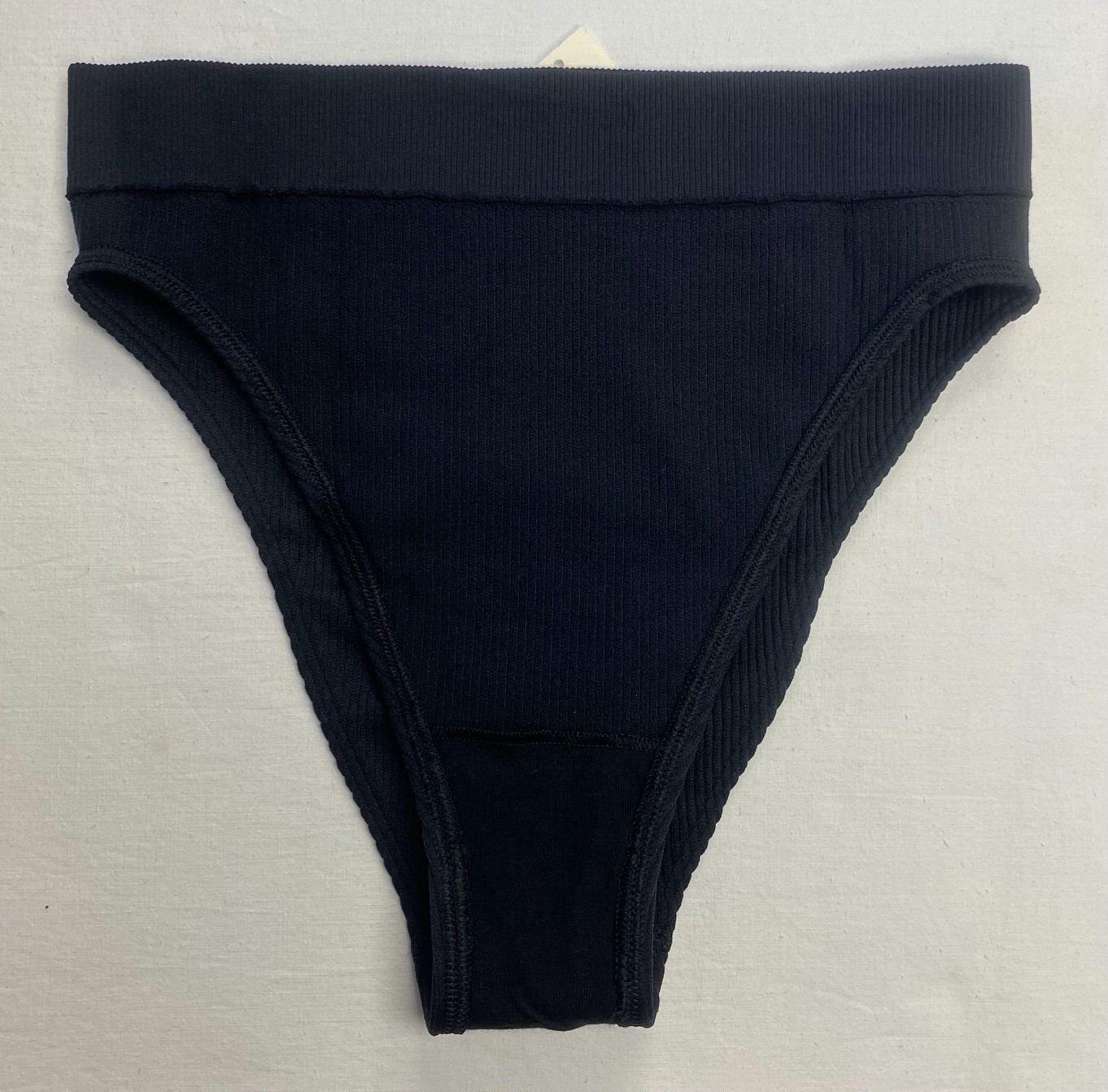 Aerie Ribbed High Cut Bikini Underwear — TRUE BLACK S