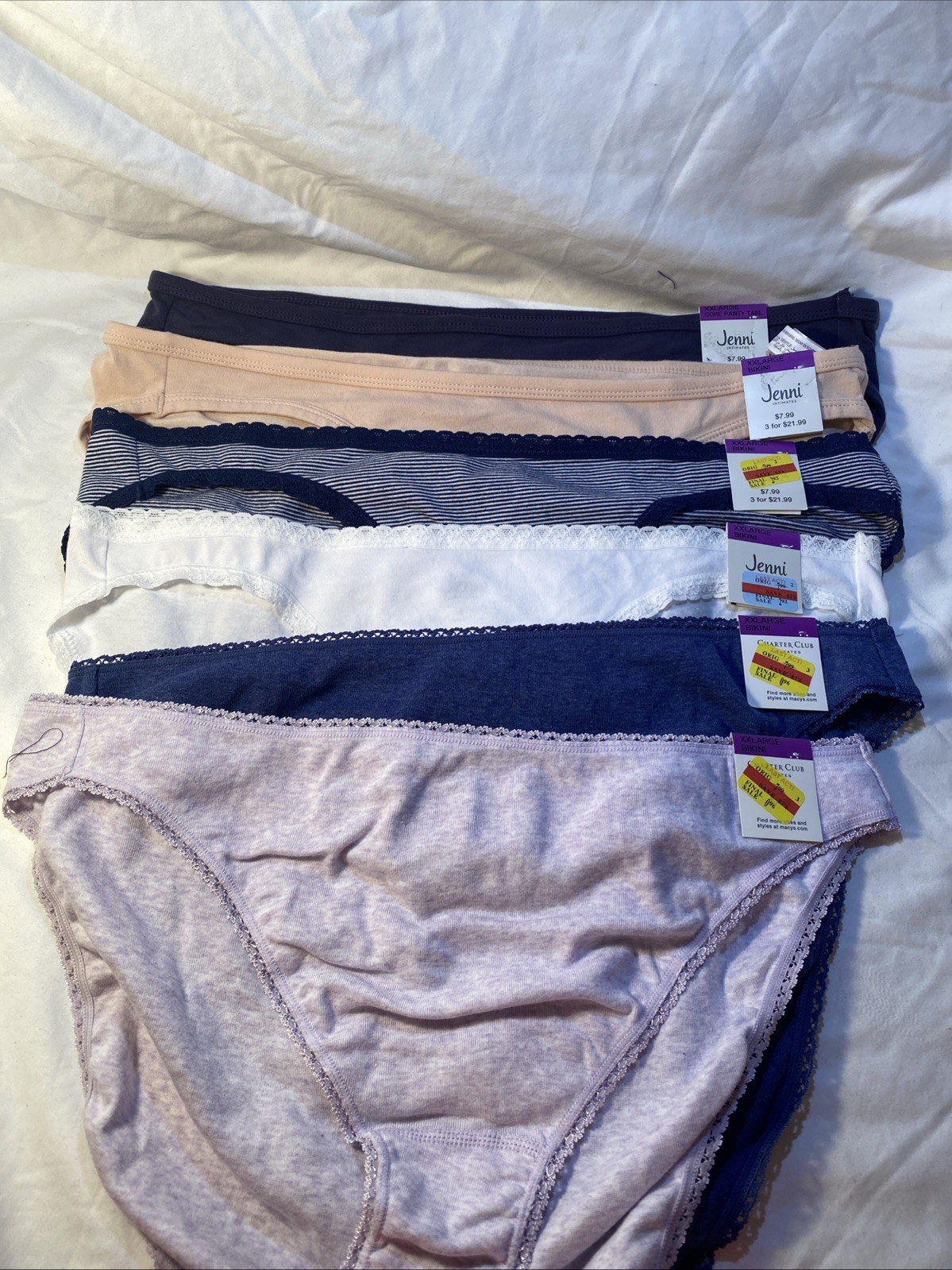 4 Jenni & 2 Charter Club Lace Trim Bikini Underwear Multiple Patterns, XXL New
