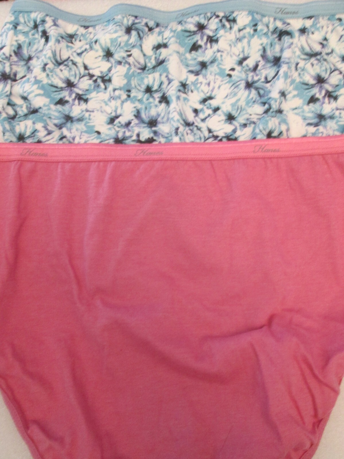 New 2 Ladies Hanes Cotton High Leg Brief Panties💕8/ XL Print & Light Raspberry
