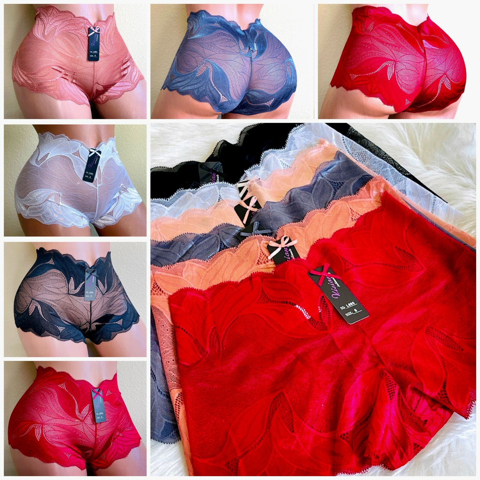 Boyshorts Lace Soft Comfy 3/6 Short Underwear panty Cheeky Sexy Kincker 895 S-XL