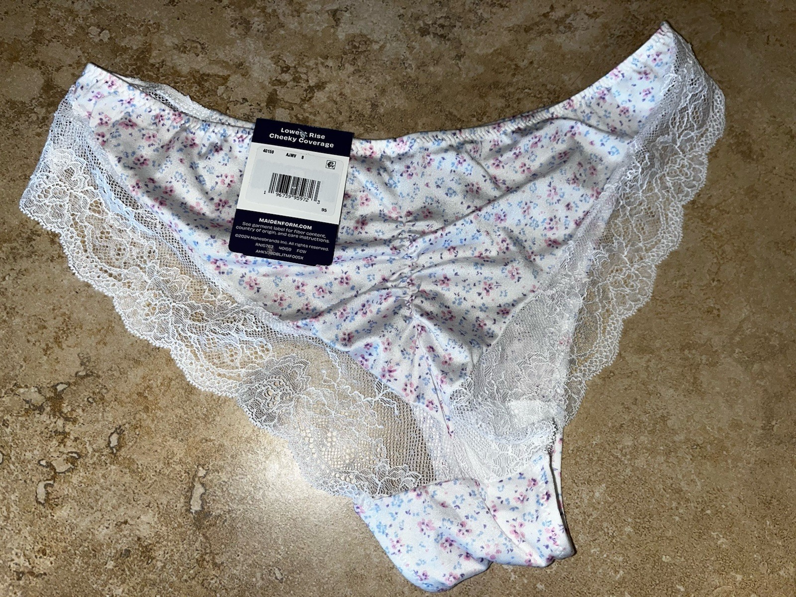 NWT Maidenform Invisible Comfort Devotion Lace Back Tanga Floral Panty XL 8