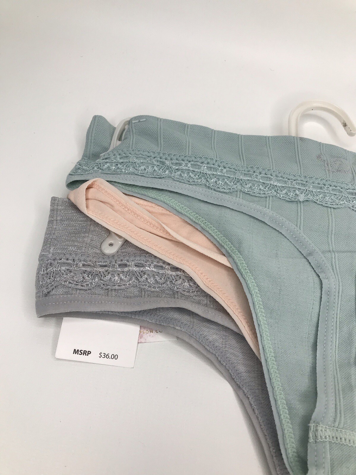 Jessica Simpson SZ S 3 Pack Seamless Thong Grey/Mint/Peach Colors Underwear NWT