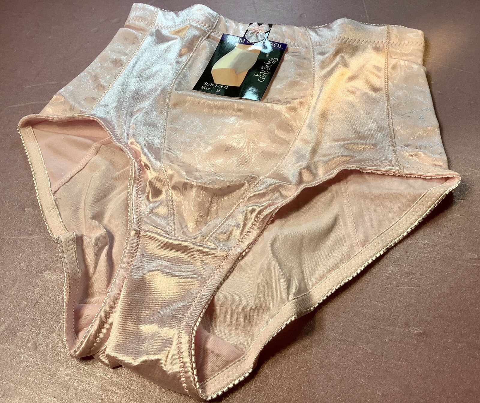 Women Control Panties Briefs EVA CERVANTES size L.satin Shiny Soft Sturdy Floral