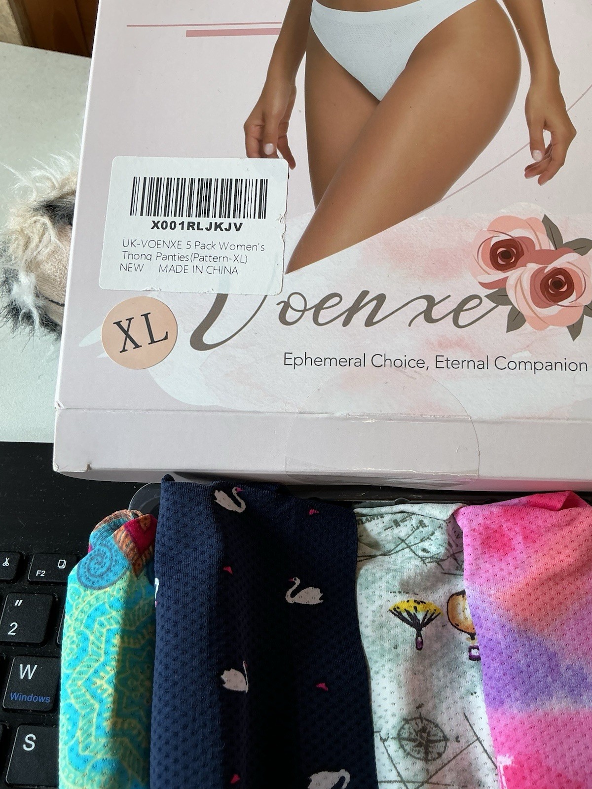 VOENXE 5 Pack Patterned Seam Free Ladies Thong Style Briefs Size XL