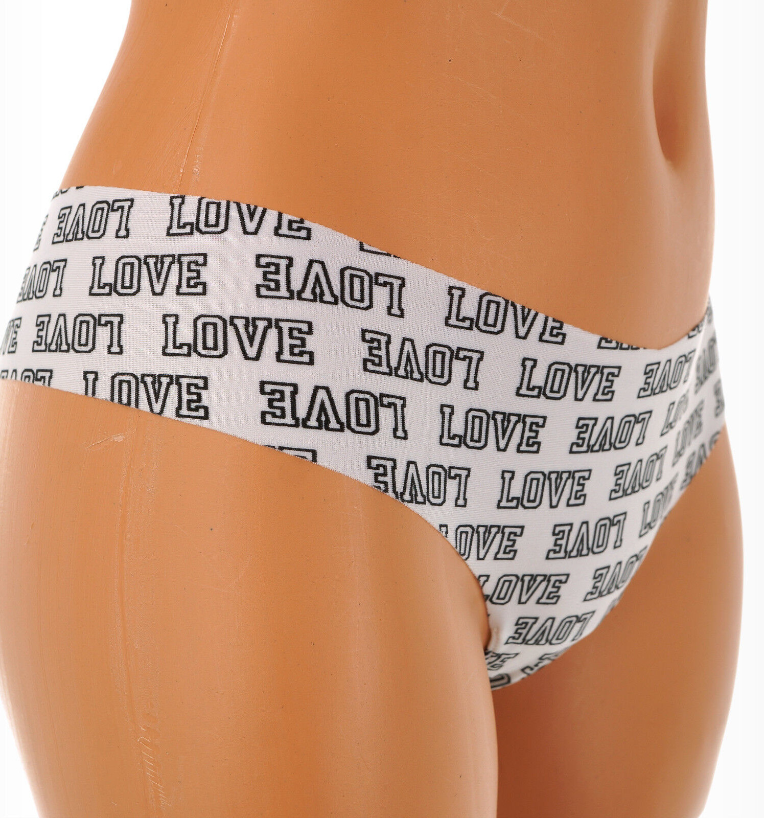 SO INTIMATES Junior’s Size 11-13 LARGE Smooth WHITE & BLACK “LOVE” THONG Panties