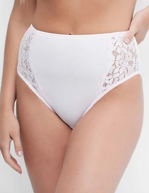 Breezies Briefs Panty Set/3 Pastels Soft Support Lace Hi-Cut Pink Aqua Grey New
