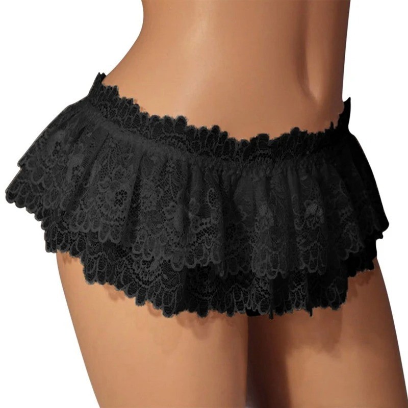 Women Lace Mini Skirt Micro High Waist Short Lingerie Underwear Panties Skirt