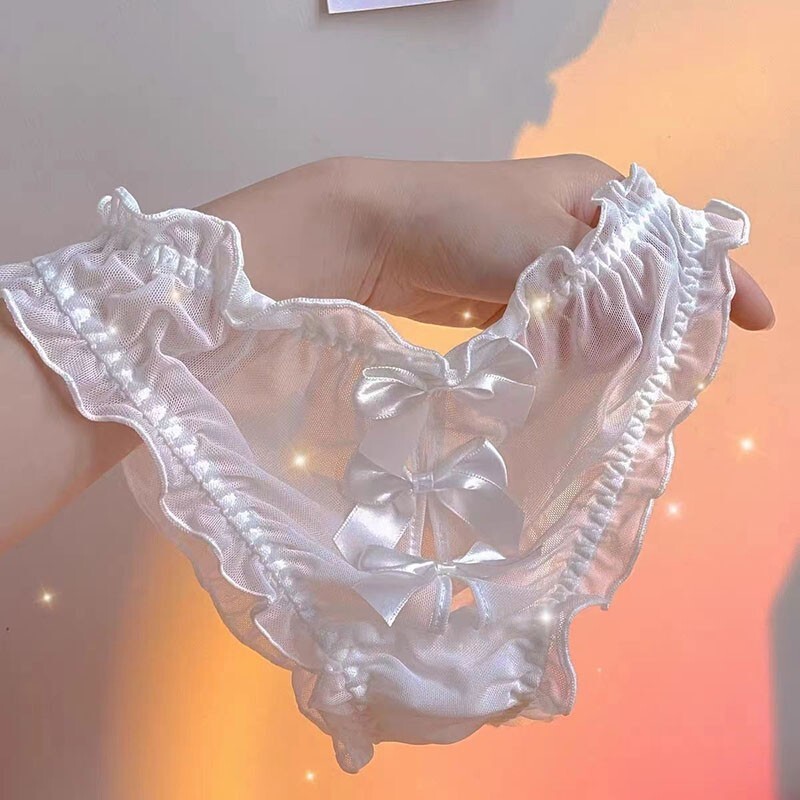 Japanese Sweet Girls Underwear Panties Brief Bow Sexy Transparent Cute Underpant