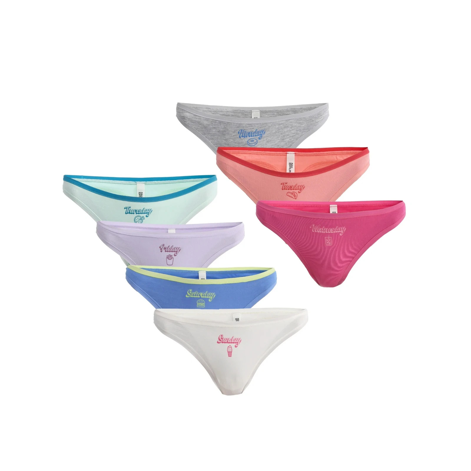 No Boundaries Cotton Thong Panties Days of the Week 7 Pack Women’s Size XXXL NEW