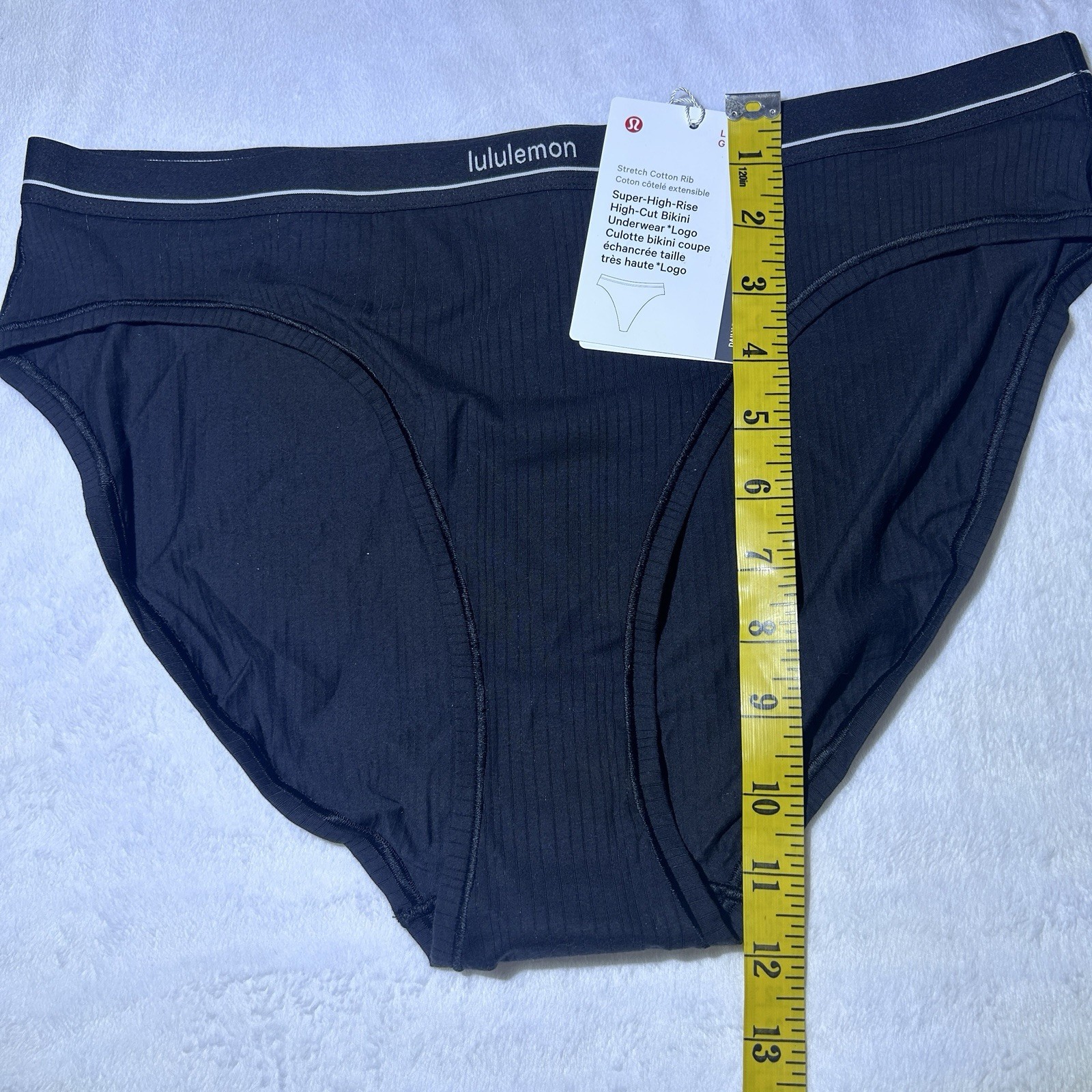 Lululemon Stretch Cotton Ribbed Logo Super High Rise Bikini Underwear Large NEW!