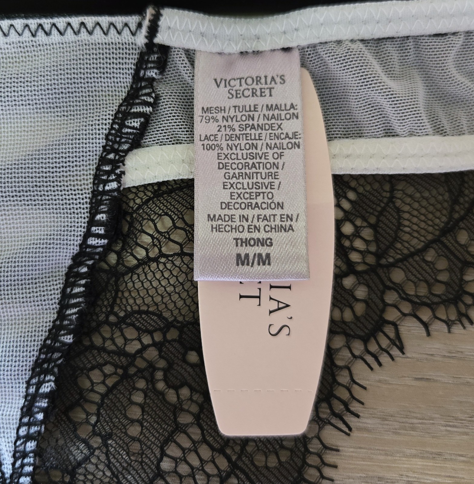 NWT Vintage Victoria’s Secret Sheer Mesh Lace Corset Bow Thong Panties M