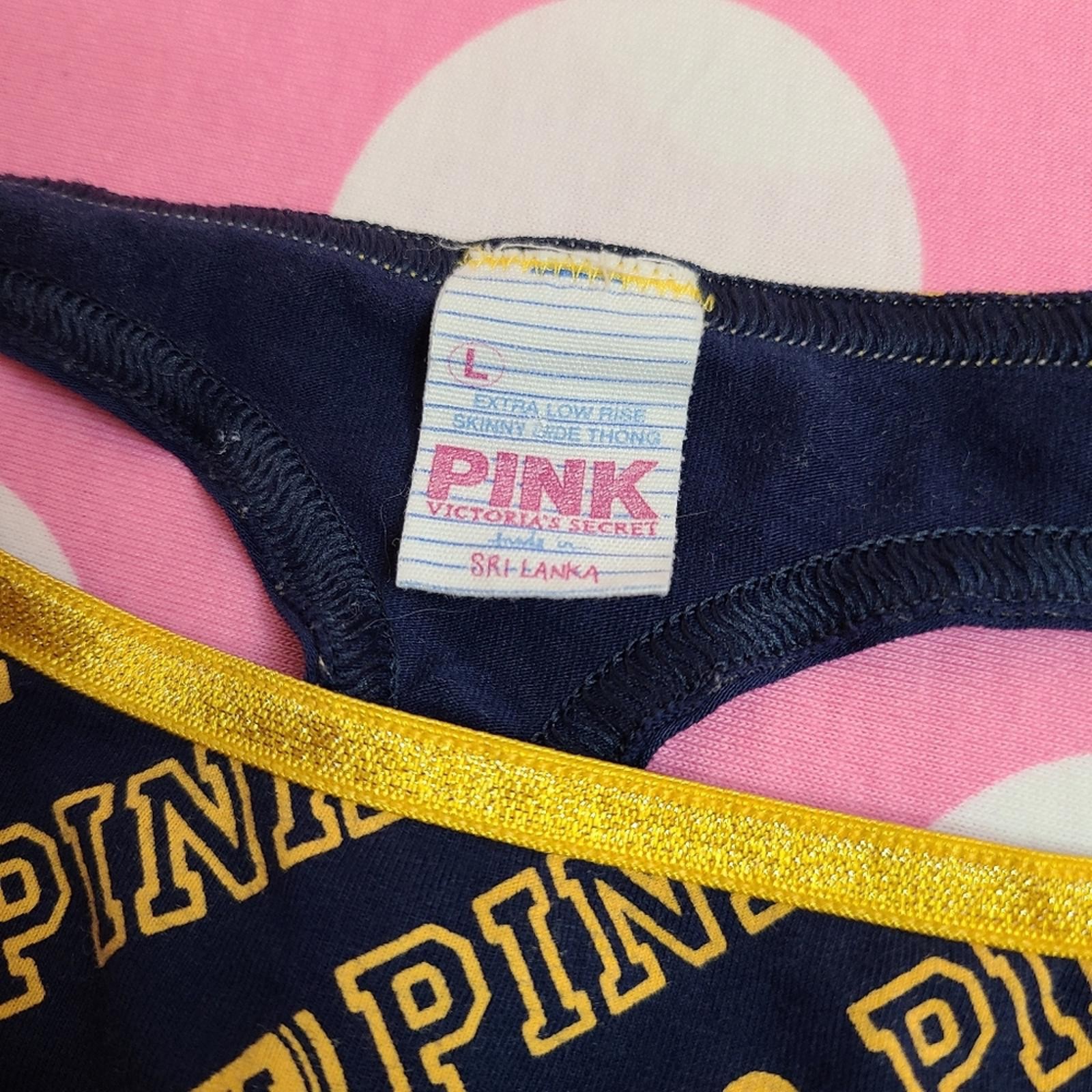 Rare VTG VS PINK Graphic Cotton Extra Low Rise Skinny Side Thong Panty Size Lg
